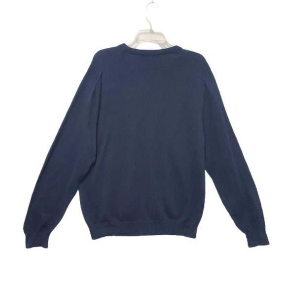 BROOKS BROTHERS Mens L Navy Blue Pullover Sweater V Neck Silk Blend - Picture 2 of 8